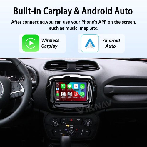 Viknav Linux System Decoder Box for Jeep Renegade Wireless CarPlay Android Auto Upgrade Interface Retain OEM CUE Screen & Functions