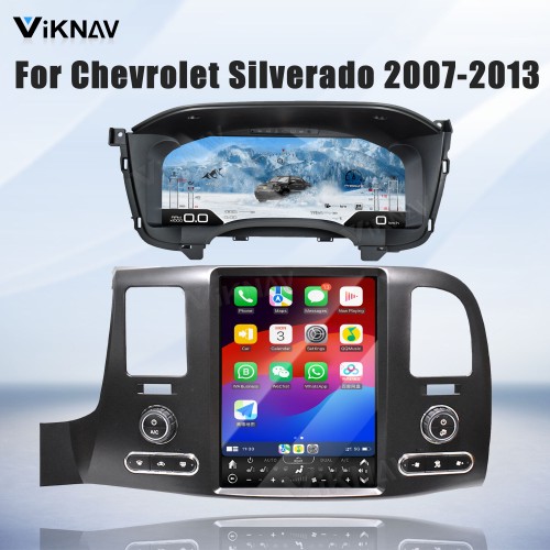 Viknav 12.1 inch Touch Screen Android Car Radio For Chevrolet Silverado GMC SIERRA 2007-2013 Wireless Carplay GPS Navigation With 15.1 Inch Car Digital Cluster
