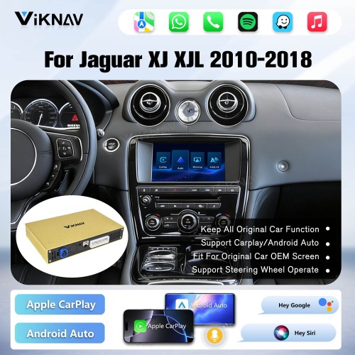 Viknav Linux System Wireless Carplay Android Auto Decorder Box For Jaguar XJ XJL 2010-2018 GPS Navigatipn Original Car Radio Screen