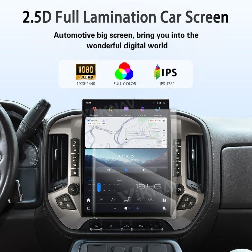 Viknav 15.6 inch Touch Screen Android Car Radio For Chevrolet Silverado GMC SIERRA 2014-2018 Wireless Carplay GPS Navigation With 13 Inch Car Digital Cluster
