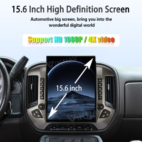 Viknav 15.6 inch Touch Screen Android Car Radio For Chevrolet Silverado GMC SIERRA 2014-2018 Wireless Carplay GPS Navigation With 13 Inch Car Digital Cluster