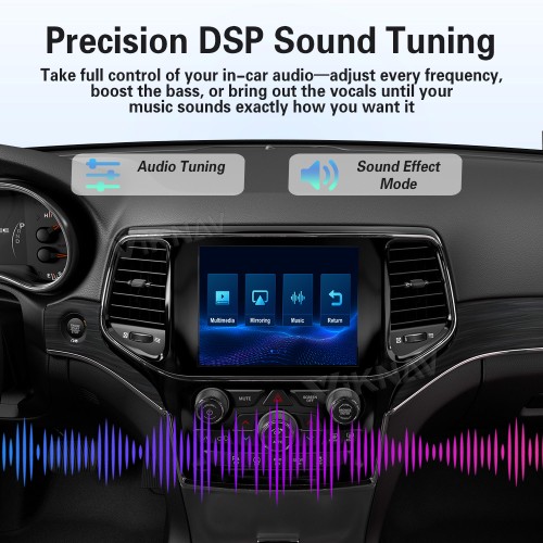 Viknav Linux System Decoder Box for Jeep Grand Cherokee Wireless CarPlay Android Auto Upgrade Interface Retain OEM CUE Screen & Functions