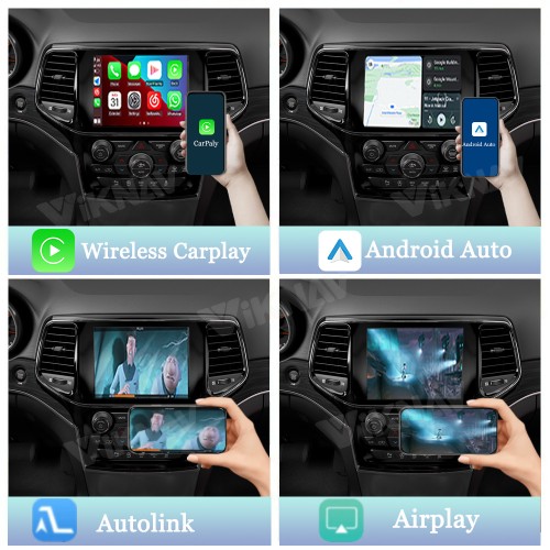 Viknav Linux System Decoder Box for Jeep Grand Cherokee Wireless CarPlay Android Auto Upgrade Interface Retain OEM CUE Screen & Functions