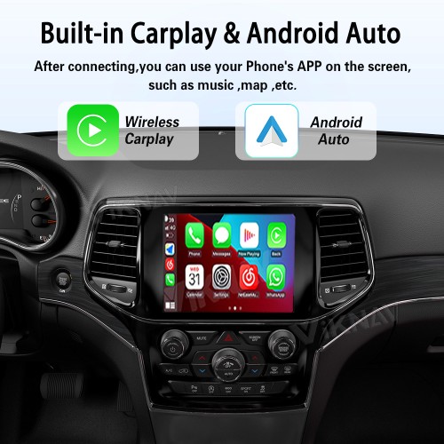 Viknav Linux System Decoder Box for Jeep Grand Cherokee Wireless CarPlay Android Auto Upgrade Interface Retain OEM CUE Screen & Functions
