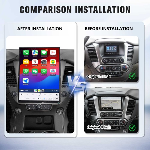 Viknav 15.6 inch Touch Screen Android Car Radio For Chevrolet Tahoe Suburban GMC Yukon 2014-2020 Wireless Carplay GPS Navigation With 13 Inch Car Digital Cluster