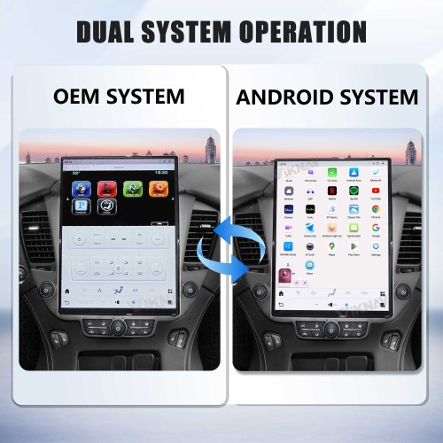 Viknav 15.6 inch Touch Screen Android Car Radio For Chevrolet Tahoe Suburban GMC Yukon 2014-2020 Wireless Carplay GPS Navigation With 13 Inch Car Digital Cluster