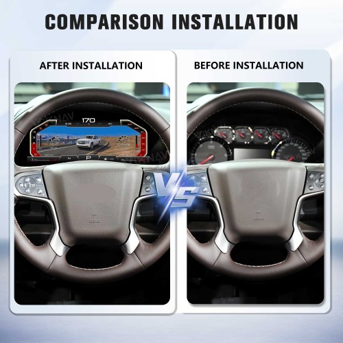 Viknav 15.6 inch Touch Screen Android Car Radio For Chevrolet Tahoe Suburban GMC Yukon 2014-2020 Wireless Carplay GPS Navigation With 13 Inch Car Digital Cluster