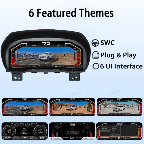 Viknav 15.6 inch Touch Screen Android Car Radio For Chevrolet Tahoe Suburban GMC Yukon 2014-2020 Wireless Carplay GPS Navigation With 13 Inch Car Digital Cluster