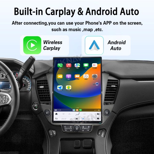 Viknav 15.6 inch Touch Screen Android Car Radio For Chevrolet Tahoe Suburban GMC Yukon 2014-2020 Wireless Carplay GPS Navigation With 13 Inch Car Digital Cluster
