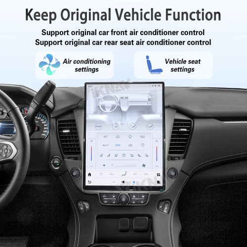 Viknav 15.6 inch Touch Screen Android Car Radio For Chevrolet Tahoe Suburban GMC Yukon 2014-2020 Wireless Carplay GPS Navigation With 13 Inch Car Digital Cluster