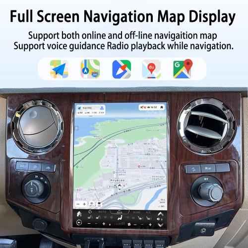 VIKNAV 12.1 Inch Android Car Radio For Ford F250 F350 F450 F650 2013-2016 Multimedia Player Carplay Screen GPS Navigation Car Stereo Head Unit Peachwood
