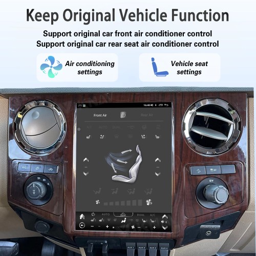 VIKNAV 12.1 Inch Android Car Radio For Ford F250 F350 F450 F650 2013-2016 Multimedia Player Carplay Screen GPS Navigation Car Stereo Head Unit Peachwood
