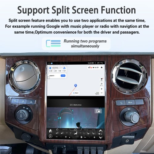 VIKNAV 12.1 Inch Android Car Radio For Ford F250 F350 F450 F650 2013-2016 Multimedia Player Carplay Screen GPS Navigation Car Stereo Head Unit Peachwood