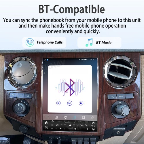 VIKNAV 12.1 Inch Android Car Radio For Ford F250 F350 F450 F650 2013-2016 Multimedia Player Carplay Screen GPS Navigation Car Stereo Head Unit Peachwood