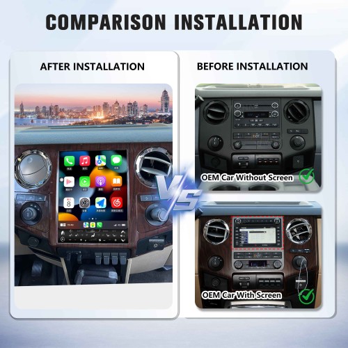 VIKNAV 12.1 Inch Android Car Radio For Ford F250 F350 F450 F650 2013-2016 Multimedia Player Carplay Screen GPS Navigation Car Stereo Head Unit Peachwood