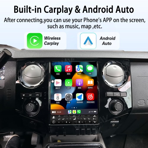 VIKNAV 12.1 Inch Android Car Radio For Ford F250 F350 F450 F650 2013-2016 Multimedia Player Carplay Screen GPS Navigation Car Stereo Head Unit Black
