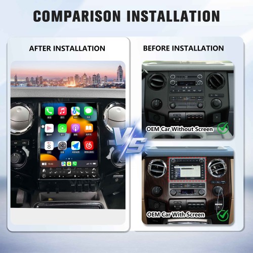 VIKNAV 12.1 Inch Android Car Radio For Ford F250 F350 F450 F650 2013-2016 Multimedia Player Carplay Screen GPS Navigation Car Stereo Head Unit Black