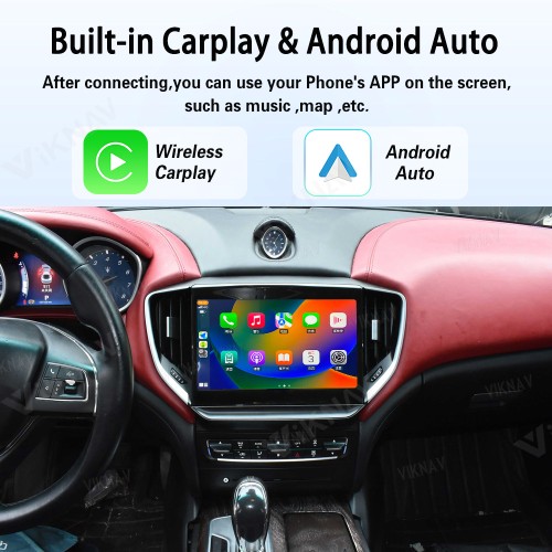 10.4 Inch Touch Screen Android System Car Radio For Maserati Ghibli 2013-2017 Wireless Apple Carplay Multimedia Player GPS Navigation Head Unit(128GB)