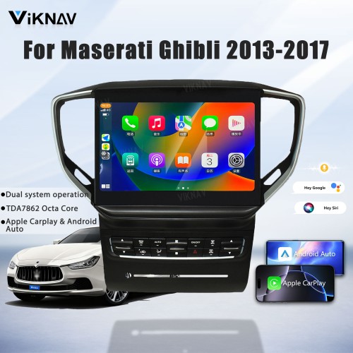 10.4 Inch Touch Screen Android System Car Radio For Maserati Ghibli 2013-2017 Wireless Apple Carplay Multimedia Player GPS Navigation Head Unit(128GB)