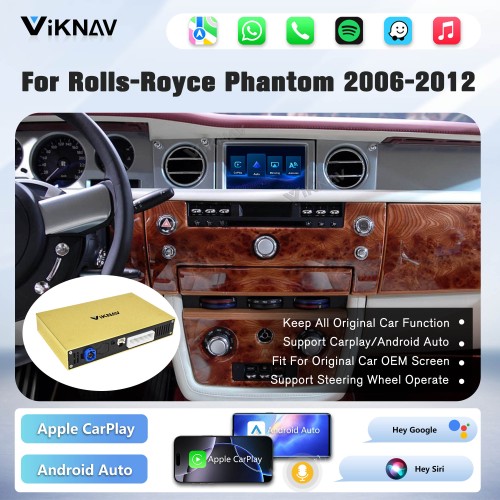 Viknav Linux System Wireless Carplay Android Auto Decorder Box For Rolls-Royce Phantom 2006-2012 GPS Navigatipn Original Car Radio Screen