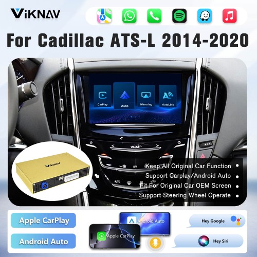 Viknav decoder box for Cadillac ATS-L 2014-2020 Linux Box Wireless CarPlay Android Auto Retain OEM