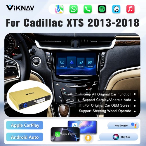 Viknav  Linux System Decoder Box for Cadillac XTS 2013-2018  Wireless CarPlay Android Auto Upgrade Interface Retain OEM CUE Screen & Functions