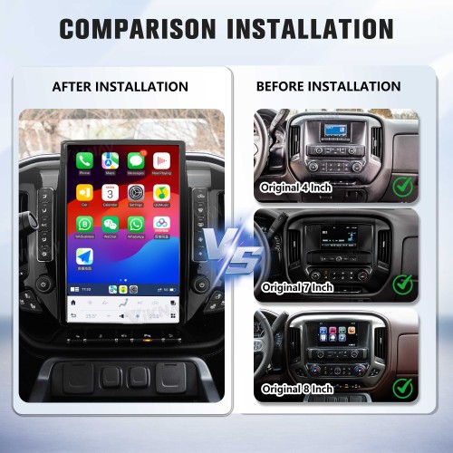 Viknav Car Radio For Chevrolet Silverado / GMC SIERRA 2013-2018 HD Touch Screen Android Head Unit Wirless Carplay GPS Navigation Player Autoradio (black 128GB)