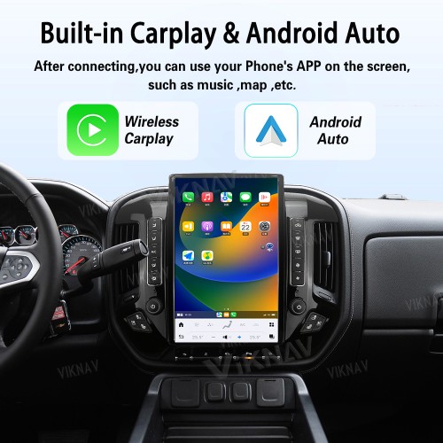Viknav Car Radio For Chevrolet Silverado / GMC SIERRA 2013-2018 HD Touch Screen Android Head Unit Wirless Carplay GPS Navigation Player Autoradio (black 128GB)