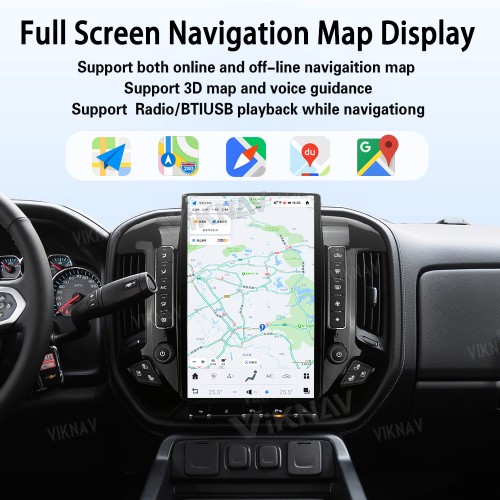 Viknav Car Radio For Chevrolet Silverado / GMC SIERRA 2013-2018 HD Touch Screen Android Head Unit Wirless Carplay GPS Navigation Player Autoradio (black 128GB)