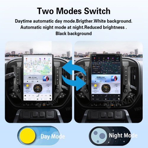 Viknav Car Radio For Chevrolet Silverado / GMC SIERRA 2013-2018 HD Touch Screen Android Head Unit Wirless Carplay GPS Navigation Player Autoradio (black 128GB)