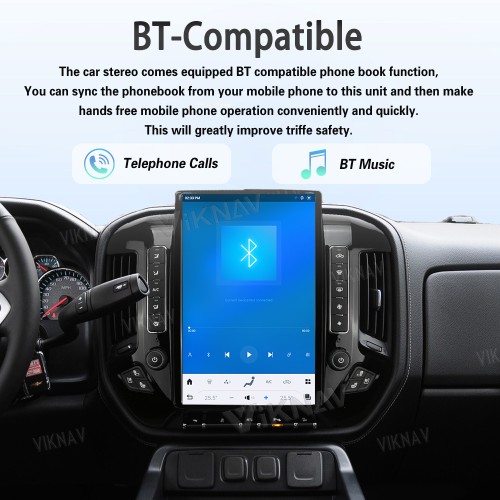 Viknav Car Radio For Chevrolet Silverado / GMC SIERRA 2013-2018 HD Touch Screen Android Head Unit Wirless Carplay GPS Navigation Player Autoradio (black 128GB)