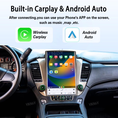Viknav 14.4 inch Large Screen Car Radio For Chevrolet Tahoe Suburban GMC Yukon 2014-2020 Andriod Auto Radio Multimedia Player Wireless Carplay GPS Navigation Head Unit (128GB )