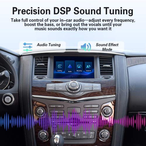 Viknav Linux System Decoder Box for Nissan Patrol Wireless CarPlay Android Auto Upgrade Interface Retain OEM CUE Screen & Functions