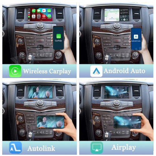 Viknav Linux System Decoder Box for Nissan Patrol Wireless CarPlay Android Auto Upgrade Interface Retain OEM CUE Screen & Functions