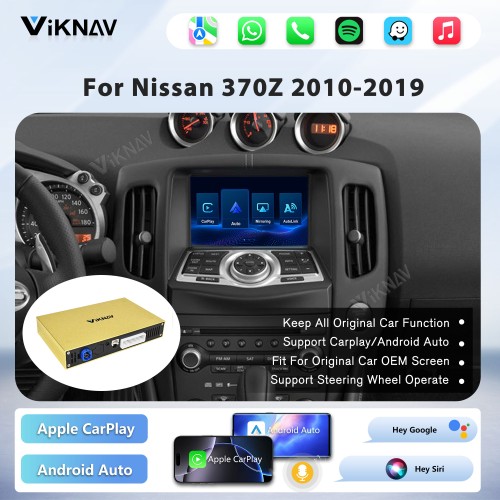 Viknav Linux System Decoder Box for Nissan 370Z Wireless CarPlay Android Auto Upgrade Interface Retain OEM CUE Screen & Functions