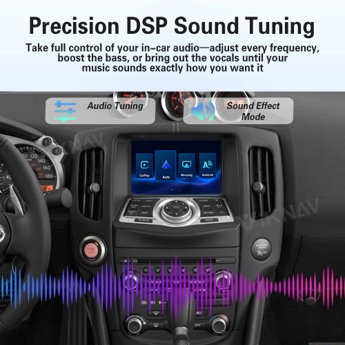 Viknav Linux System Decoder Box for Nissan 370Z Wireless CarPlay Android Auto Upgrade Interface Retain OEM CUE Screen & Functions