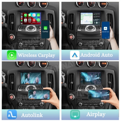 Viknav Linux System Decoder Box for Nissan 370Z Wireless CarPlay Android Auto Upgrade Interface Retain OEM CUE Screen & Functions