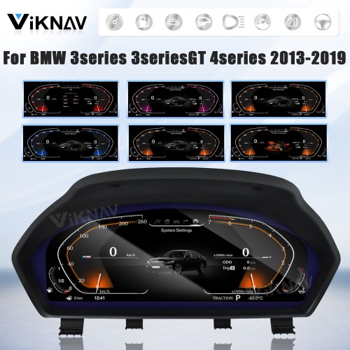 Viknav Digital Instrument Cluster 12.3 inch For BMW 3series 3seriesGT 4series 2013-2019 Linux system Vertical Screen Car Speedometer Car Digital Panel