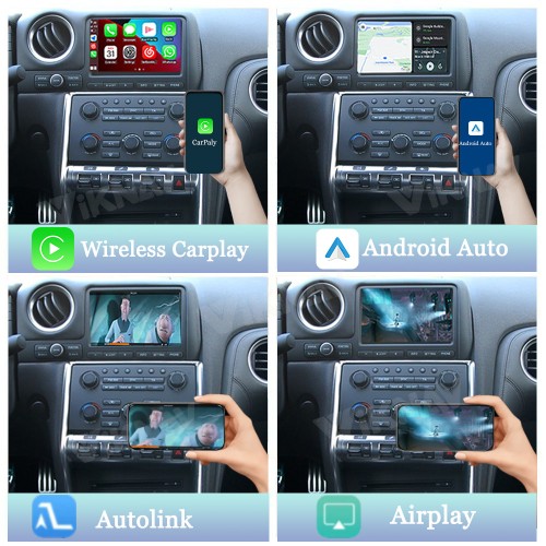 Viknav Linux System Decoder Box for Nissan GTR Wireless CarPlay Android Auto Upgrade Interface Retain OEM CUE Screen & Functions
