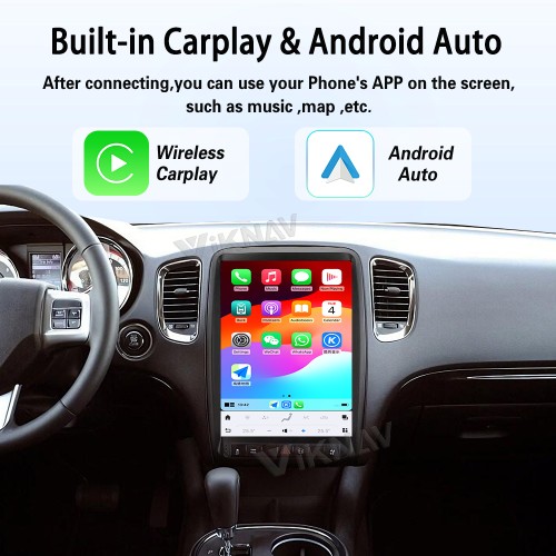 Viknav 13.8 Inch Android Car Radio For Dodge Durango 2011 2012 2013  Android Auto Wirless Carplay GPS Navigation Multimedia Player Autoradio Head Unit  (black 128GB)