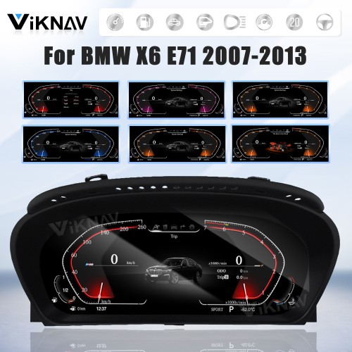 Viknav Digital Instrument Cluster 12.3 inch For BMW X6 E71 2007-2013 Linux system Vertical Screen Car Speed Meter Car Dashboard Digital Panel Head Unit