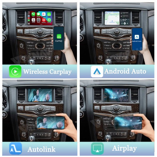 Viknav Linux System Decoder Box for Infiniti QX80 Wireless CarPlay Android Auto Upgrade Interface Retain OEM CUE Screen & Functions