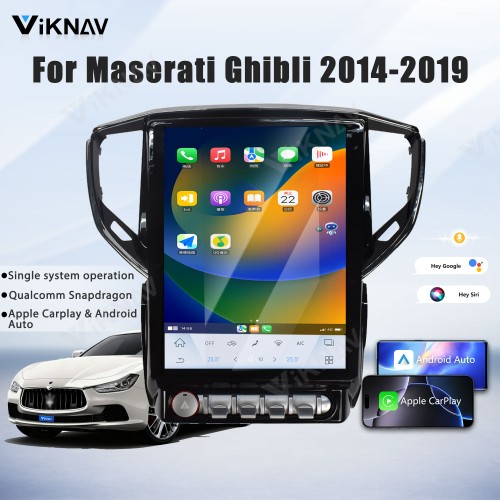 12.1 Inch Touch Screen Android System Car Radio For Maserati Ghibli 2014-2019 Wireless Apple Carplay Multimedia Player GPS Navigation Head Unit(128GB)