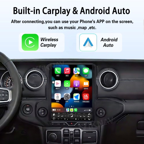 ViKNAV 12.1 Inch Android Car Radio For Jeep Wrangler 2018-2021 Multimedia Player Carplay Screen Navigation Head Unit