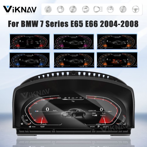 Viknav Digital Instrument Cluster 12.3 inch For BMW 7 Series E65 E66 2004-2008 Linux System Vertical Screen Car Speed Meter Car Dashboard Digital Panel