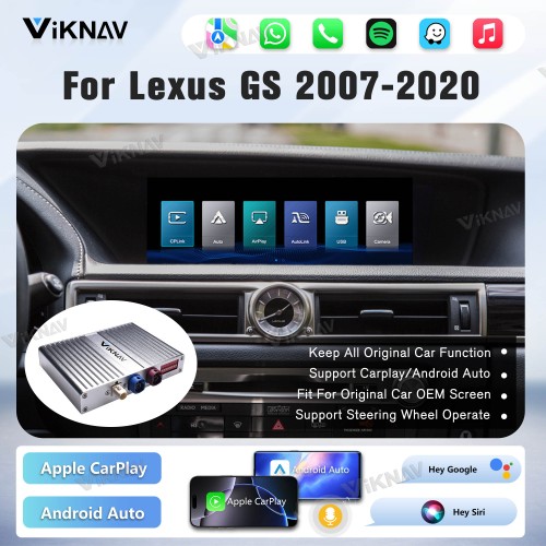 Viknav Linux Interface Box for Lexus GS 2007 -2020 Wireless CarPlay Decoder Android Auto GPS Navigatipn Original Car Radio Screen