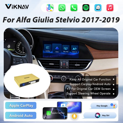 Viknav linux system wireless carplay android auto decorder box for Alfa Giulia Stelvio 2017-2019 GPS Navigatipn Original Car Radio Screen