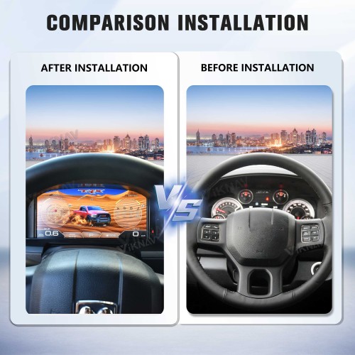 Viknav Car Digital Cluster For Dodge Ram 1500 2500 3500 2013-2018 Linux System Car Digital Speedometer Dashboard Panel Instrument Panel Virtual Cockpit