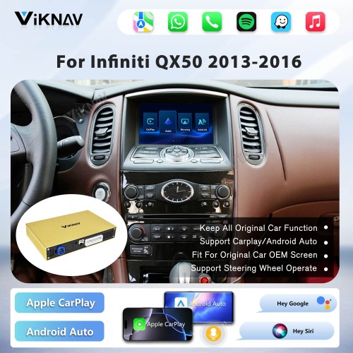 Viknav Linux System Wireless Carplay Android Auto Decorder Box For Infiniti QX50 2013-2016 GPS Navigatipn Original Car Radio Screen