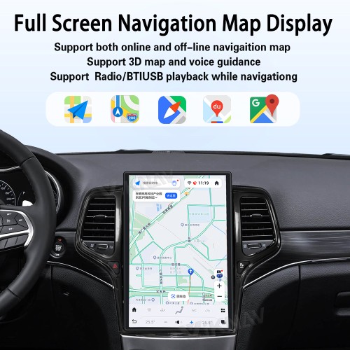 ViKNAV 14.4 Inch Android Car Radio For Jeep Cherokee 2013-2020 CarPlay Touch Screen GPS Navigation Stereo Head Unit With Piano Black